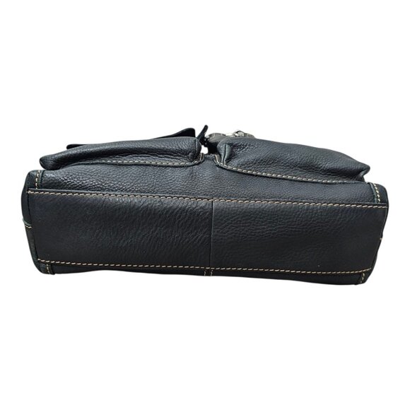 Fossil Vintage Pebble Leather Pocket Moto Black Messenger Shoulder Crossbody Bag - Picture 10 of 15